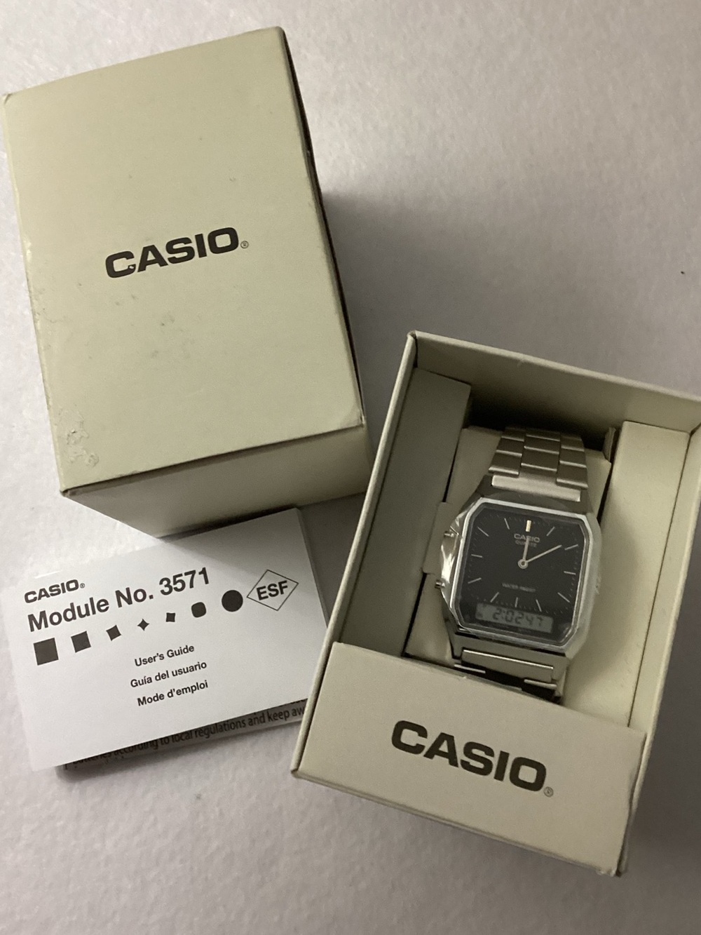 Casio Vintage Collection Unisex Analog Digital Stainless Steel Watch 29.8mm